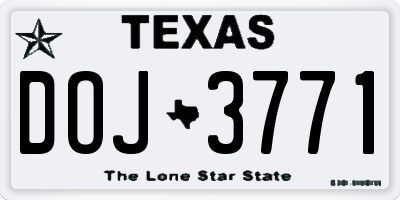 TX license plate DOJ3771
