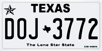 TX license plate DOJ3772