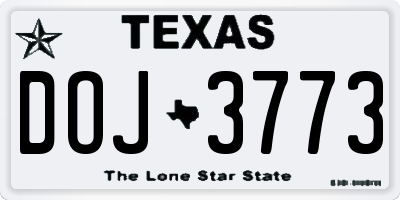 TX license plate DOJ3773