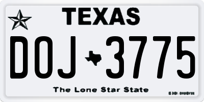 TX license plate DOJ3775
