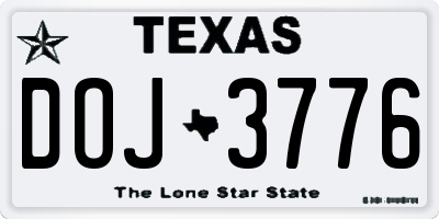 TX license plate DOJ3776