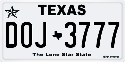 TX license plate DOJ3777