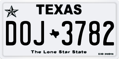 TX license plate DOJ3782