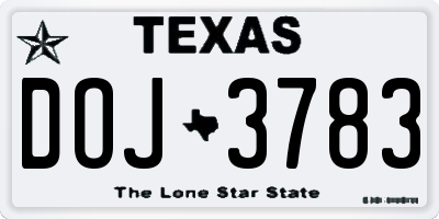 TX license plate DOJ3783