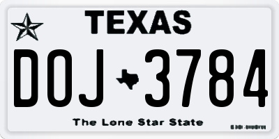 TX license plate DOJ3784