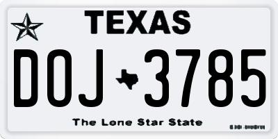 TX license plate DOJ3785