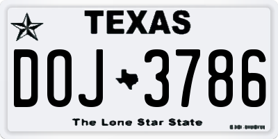 TX license plate DOJ3786