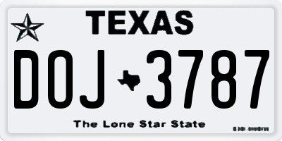 TX license plate DOJ3787