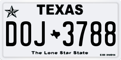 TX license plate DOJ3788