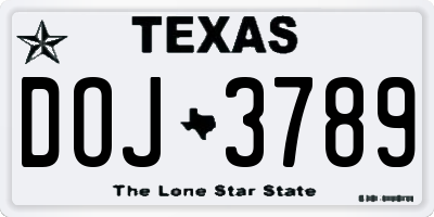 TX license plate DOJ3789