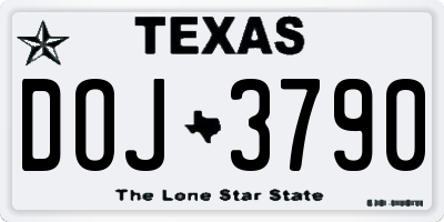 TX license plate DOJ3790