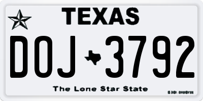 TX license plate DOJ3792
