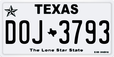 TX license plate DOJ3793