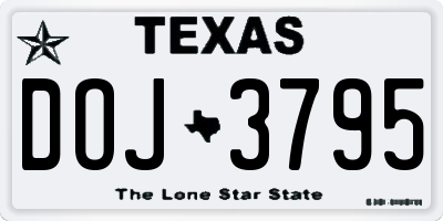 TX license plate DOJ3795