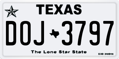 TX license plate DOJ3797