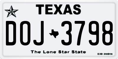 TX license plate DOJ3798