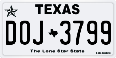 TX license plate DOJ3799