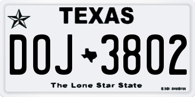 TX license plate DOJ3802