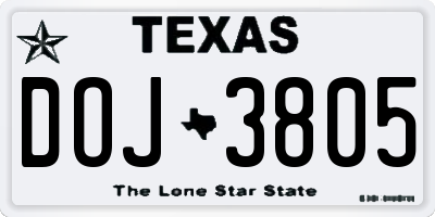 TX license plate DOJ3805