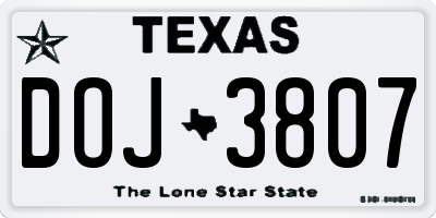 TX license plate DOJ3807