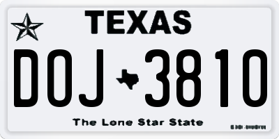 TX license plate DOJ3810