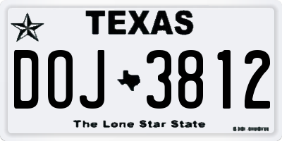 TX license plate DOJ3812