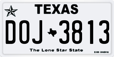 TX license plate DOJ3813