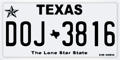TX license plate DOJ3816