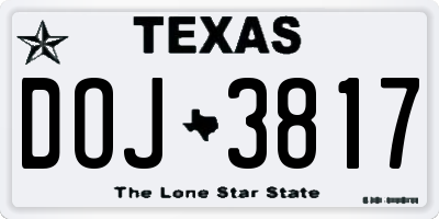 TX license plate DOJ3817