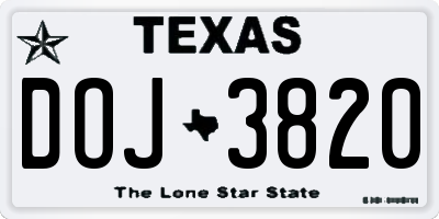 TX license plate DOJ3820