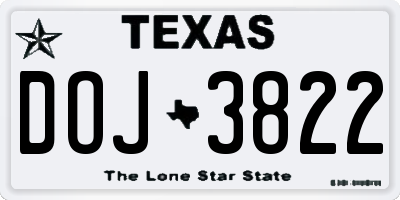 TX license plate DOJ3822