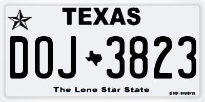 TX license plate DOJ3823