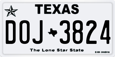 TX license plate DOJ3824