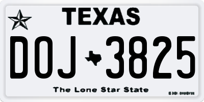 TX license plate DOJ3825