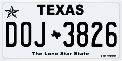 TX license plate DOJ3826