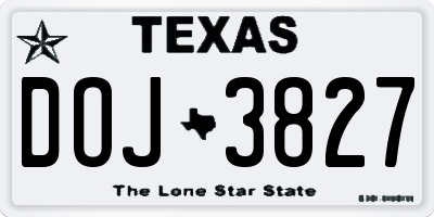 TX license plate DOJ3827
