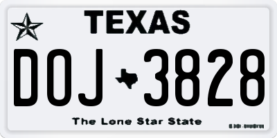 TX license plate DOJ3828