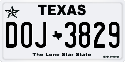 TX license plate DOJ3829