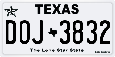 TX license plate DOJ3832