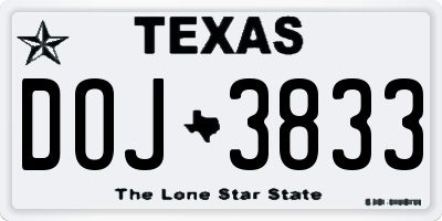 TX license plate DOJ3833