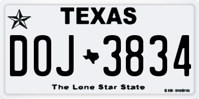 TX license plate DOJ3834
