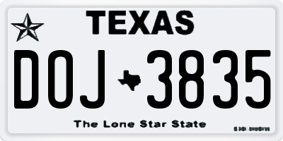 TX license plate DOJ3835