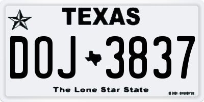 TX license plate DOJ3837