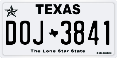 TX license plate DOJ3841