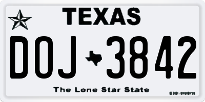TX license plate DOJ3842