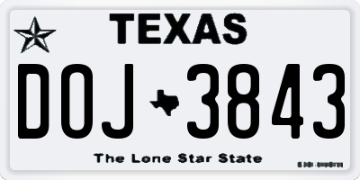 TX license plate DOJ3843