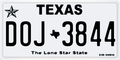 TX license plate DOJ3844