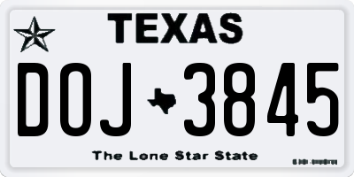 TX license plate DOJ3845