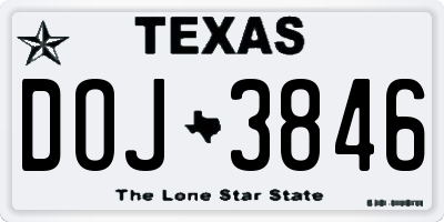 TX license plate DOJ3846