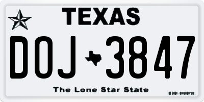 TX license plate DOJ3847
